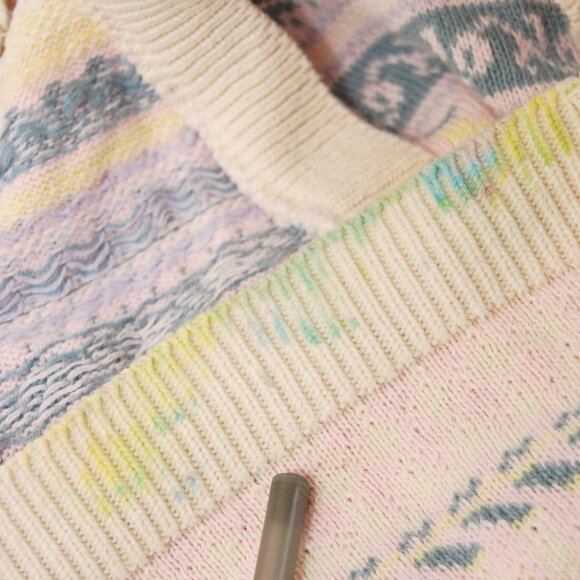 90s Cropped Sweater Vest (S) small vintage white pastel crop top preppy pastel - Picture 9 of 9